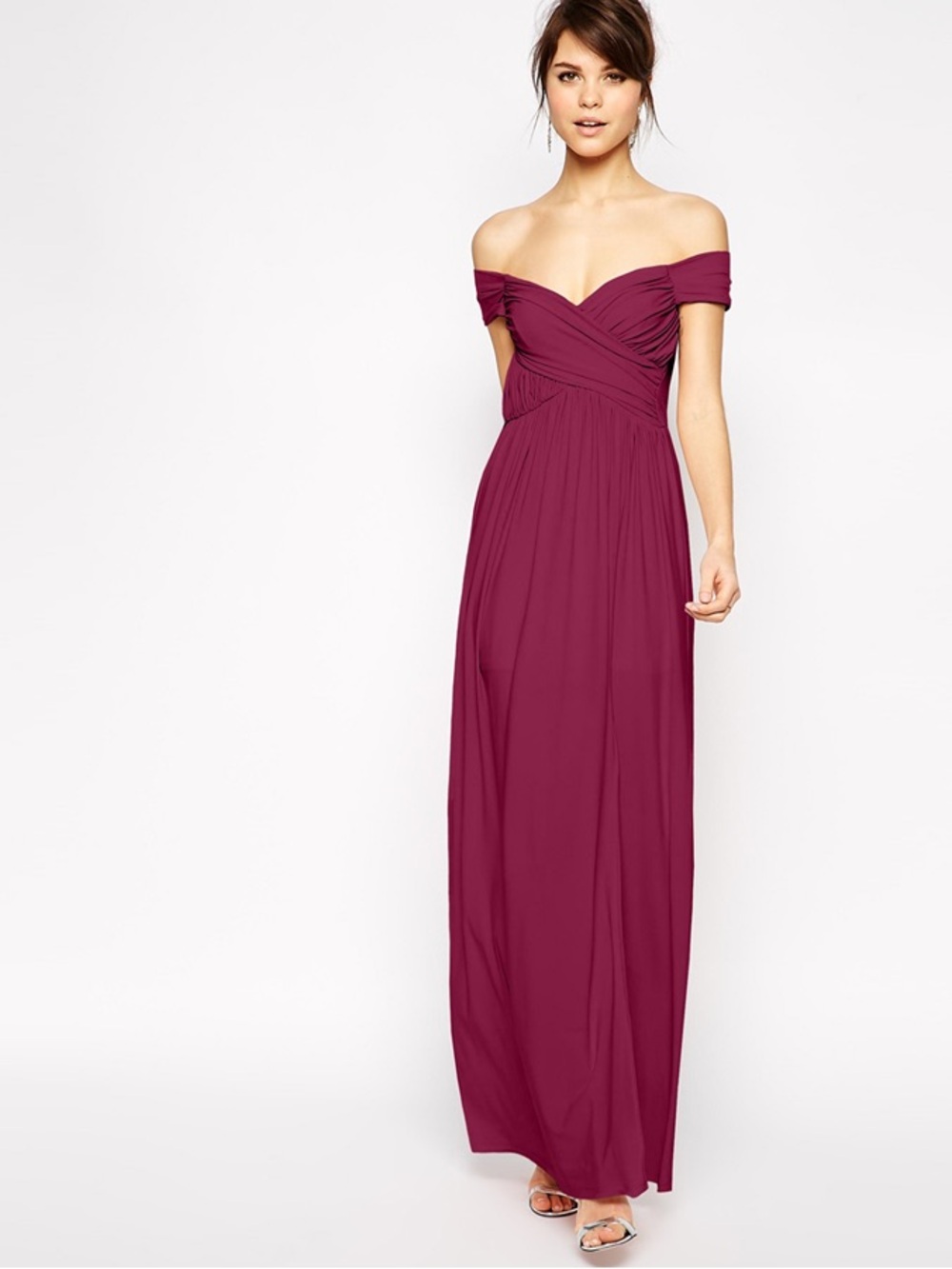 ASOS Bardot Ruched Maxi Dress